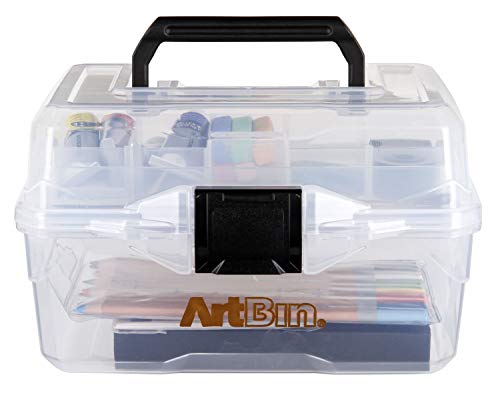 ArtBin 6890AG Small Project Box, Portable Art & Craft Organizer with Lift-Out Tray, [1] Plastic Storage Case, Clear - size: Small