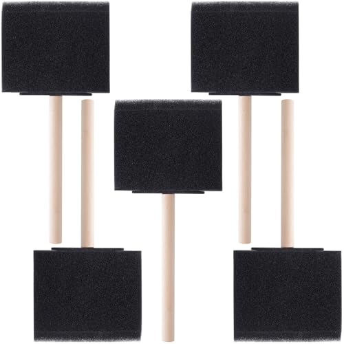 HINZIC 5Pcs 3inch Foam Paint Brushes Black Sponge Brushes Wood Handle Foam Brushes for Painting Varnishes DIY Craft Projects - size: 3 inch