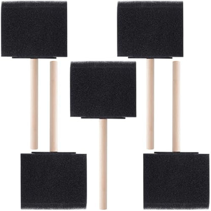 HINZIC 5Pcs 3inch Foam Paint Brushes Black Sponge Brushes Wood Handle Foam Brushes for Painting Varnishes DIY Craft Projects - size: 3 inch