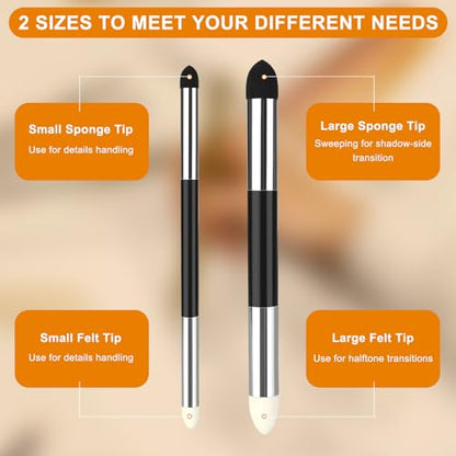 6 Pcs Blending Sponge Pen,2 Sizes Double-Headed Pastel Blending Stump Pencil,Washable Sketch Sponge Brush for Artist Professional Drawing Blending Lightening and Highlight