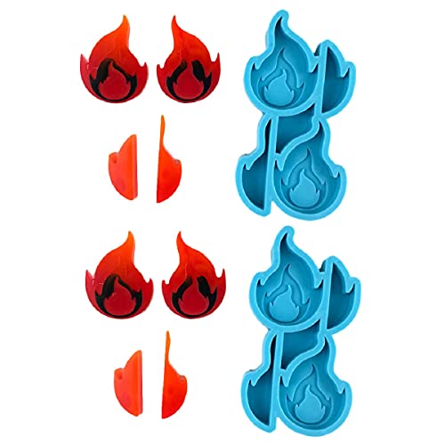 2 Pcs Flame Shaped Straw Topper Silicone Mold for Epoxy Resin, Crystal Resin Casting Molds Straw Topper Attachments Silicone Mold Clay Crafts Supplies Straw Decoration(Random Colors)