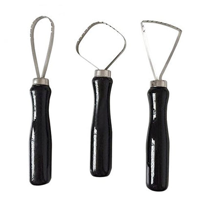 Daycount Pottery Tool Set - 3 Loop Tools, Wood + Stainless Steel, Silver & Black, 100g Each, For Pottery Clay Sculpting & Carving