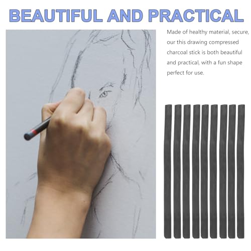 NUOBESTY 20pcs Compressed Charcoal Sticks for Drawing and Sketching, Professional Black Charcoal Pencils with 7-9mm Diameter, for Students and Artists’ Shading and Painting