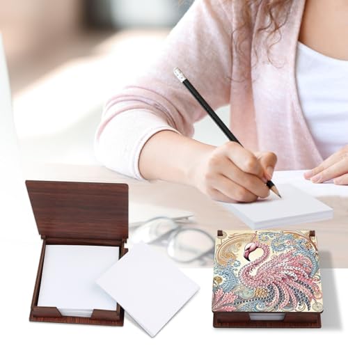 Diamond Painting Kit memo Box, Diamonds Art DIY Flamingo Patterns Sticky Note Box Special Shape Drill, with 160 Sticky Note, Ideal for Home Office Supplies, Handicrafts, Holiday Gifts - color: Flamingo