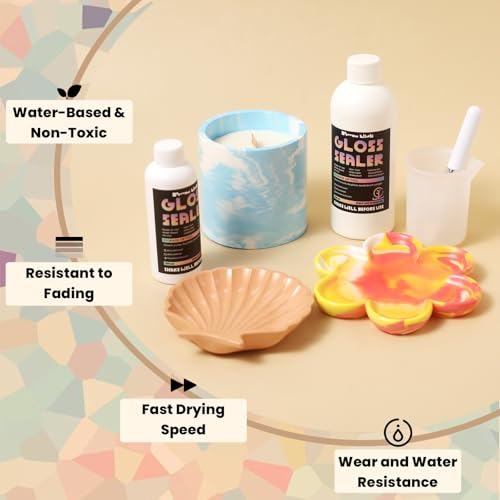 Eco-Friendly Acrylic Gloss Sealer Varnish - Fading & Water Resistance - Fast Drying for Concrete Gypsum Plaster (4oz) - color: 4oz