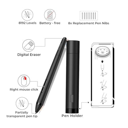 XP-PEN Artist12 11.6 Inch FHD Drawing Monitor Pen Display Graphic Monitor with PN06 Battery-Free Multi-Function Pen Holder and Glove 8192 Pressure Sensitivity - size: 11.6 inch