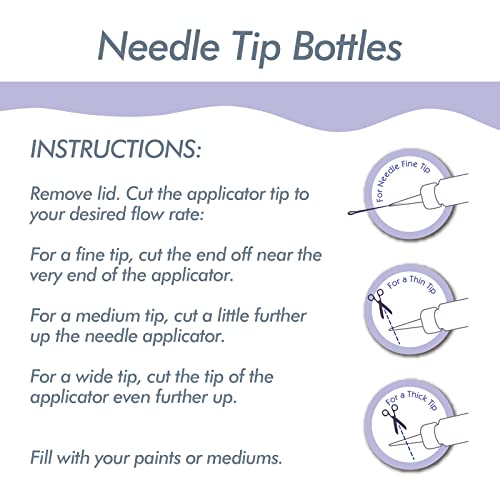 Falling in Art 1oz Needle Tip Squeeze Bottle, Precision Tip Applicator Bottle with a Funnel for Small Gluing Projects, Acrylic Painting, 6 Pack