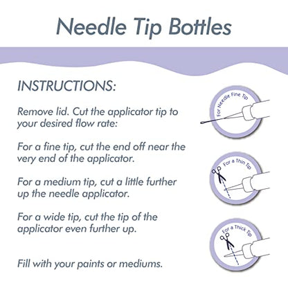 Falling in Art 1oz Needle Tip Squeeze Bottle, Precision Tip Applicator Bottle with a Funnel for Small Gluing Projects, Acrylic Painting, 6 Pack