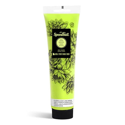 Speedball Water-Soluble Block Printing Ink, 5-Ounce Tube, Fluorescent Lime Green - color: Fluorescent Lime Green