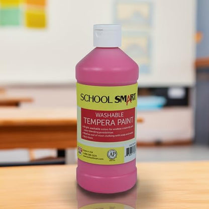 School Smart Washable Tempera Paint, Pink, 1 Pint Bottle - color: Pink