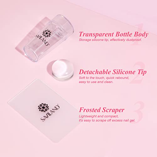 Saviland French Manicure Kit: French Tip Nail Stamp with White Gel Nail Polish Set, Jelly Silicone Nail Stamper Nail Stamper Kit for French Nails Home DIY Nail Salon - color: 1B-2White