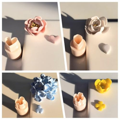 Mini Polymer Clay Cutters 15 Shapes Flower Petal Leaf Shapes Cutters for Earrings Making