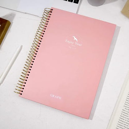 FLYING EAGLE 8.5 x 11 Large Graph Notebook Journal Spiral Graph Grid Notebook 210 Pages Hardcover Notebook Engineering Paper Notebook Graphing Notebook for Men Women, Pink - color: Pink, size: Graph