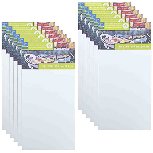 Artist's Loft 10" x 20" Level 3 Gallery Wrapped Heavy Duty Canvas - Archival, Acid Free Cotton Canvas for Paint, Acrylic, & Oils - Bulk 12 Pack - size: 10\ x 20\