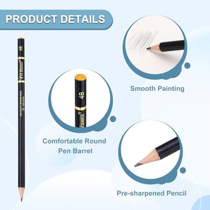 PATIKIL 24Pcs Drawing Pencils for Sketching, 4B Refill Sketch Pencils for Drawing, Graphite Art Pencil Set Professional Resistant Lead for Painting Shading Artist Office Supplies - size: 4B