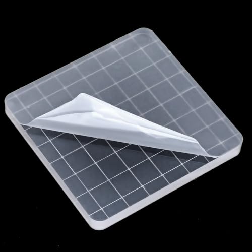 12Pcs Acrylic Stamp Block Clear Stamping Blocks Tools Set Assorted Sizes Stamp Blocks with Grid Lines for Scrapbooking Crafts Card Making