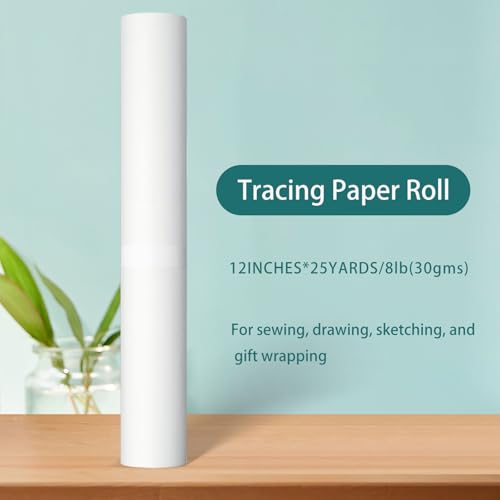 SEMLEART Tracing Paper Roll, 12-Inch x 25 Yard, White Translucent Vellum, Pattern Paper for Sewing, Drawing, Sketching, Gift Wrapping - color: 01-White, size: 12-inch x 25yard Roll