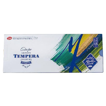 Master-Class Artists Grade Professional Tempera Paint Set 12 Vibrant Colors 18ml Tubes Buttery Consistency Ideal for Beginners and Professional Artists by Nevskaya Palitra