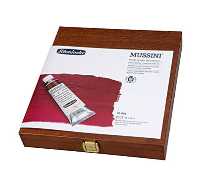 Schmincke - MUSSINI® finest resin oil colors, 10 x 35 ml set, 70 010 097, wooden box walnut-tinted, resin oil color based on recipes of old masters - size: 11.83 Fl Oz (Pack of 1)