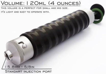 Starter Kit Aluminum Injector 4 oz / 120 ml for Soft Plastic Plastisol Fishing Bait Baits Mold Molds Form Lure Tackle Making with Locking Nozzle on The end of Injector Gift for Fisherman