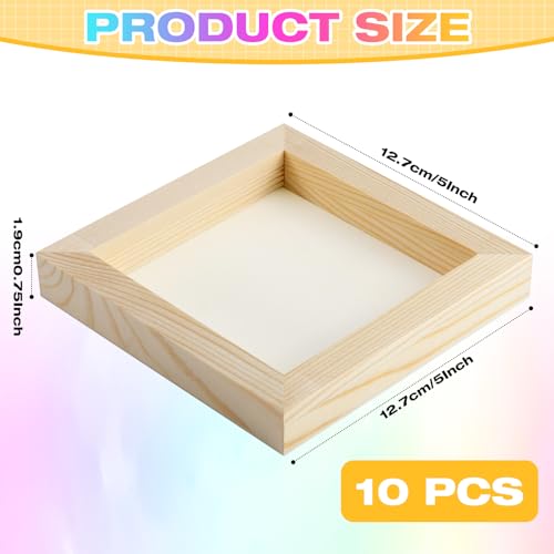 10 Pack Unfinished Wood Canvas, 5 x 5 inch Wood Panel Boards, DIY Arts Crafts Wooden Canvas Boards, Square Wooden Panels Blank Board for Painting Pouring Art Projects