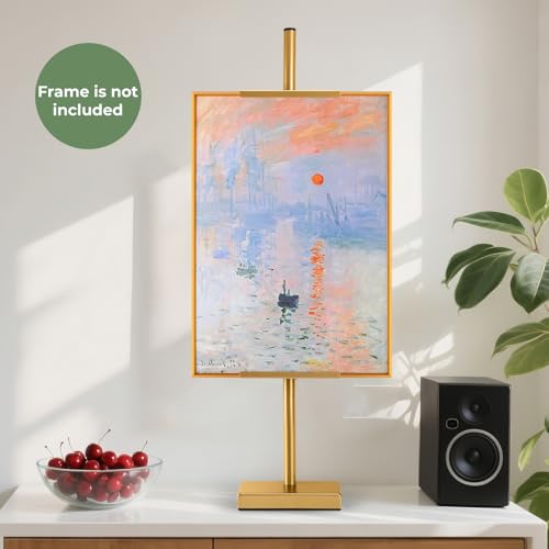 Rofio Adjustable Tabletop Easel Stand, Picture Easels for Display up to 28.5 Inches, Heavy Duty Metal Picture Frame Holder for Artwork, Signs & Certificates Display Stand(Gold) - color: Gold