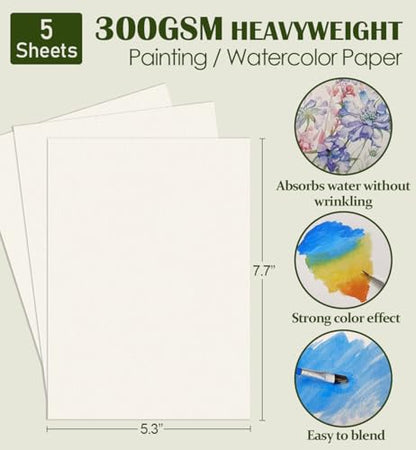 10.8 inch Tabletop Easel, Small Painting Easel with 5 Papers | Table Easel for Painting, Natural Pine Wood Mini Easels. 32K 300gsm Painting Paper. A-frame Structure Easel Stand.
