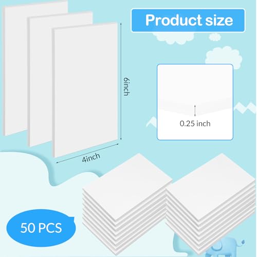 Frienda 50 Pack Rubber Carving Blocks 4 x 6 Inch, Rubber Stamp Carving Blocks for Printmaking, Printing, DIY Craft Project, Soft Block Stamp for Beginner and Professional (White) - color: White