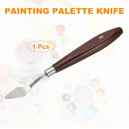 HARFINGTON Palette Knife Painting Tool 1.5 x 0.59 Stainless Steel Art Spatula Pallet Knives Scrapers Tools with Beech Wood Handle for Acrylic Oil Canvas Mixing Spreading, Red/Silver - size: 1.5" x 0.59"