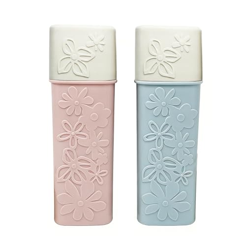 2PCS Plastic Portable Toothbrush Holder Toothpaste Cases Travel Use Waterproof Wash Gargle Cup Case Holder Jar Container with Lid for Outdoor Trips 7.8''