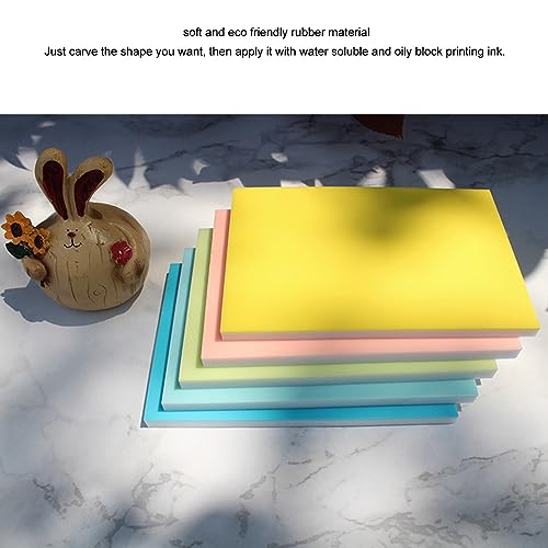 WOOXGEHM 5Pcs Rubber Stamp Carving Blocks, Soft, Nice Extensibility Colorful Carving Blocks, 5.9in Long 3.9in Wide Carving Blocks for DIY Printing Craft