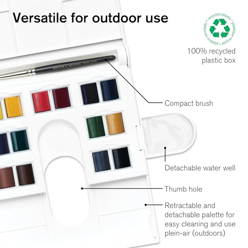 Winsor & Newton Professional Watercolor Paint Set, Lightweight Metal Box, 24 Half Pan - style: Lightweight Metal Box 24 Half Pan
