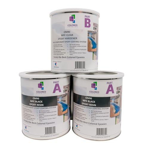 Coloredepoxies 10015 Black Epoxy Resin Coating Made with Beautiful and Vibrant Pigments, 100% Solids, for Garage Floor, Basements, Concrete and Plywood. 3 Gallon KIT - color: Black, style: 3 Gallon Kit