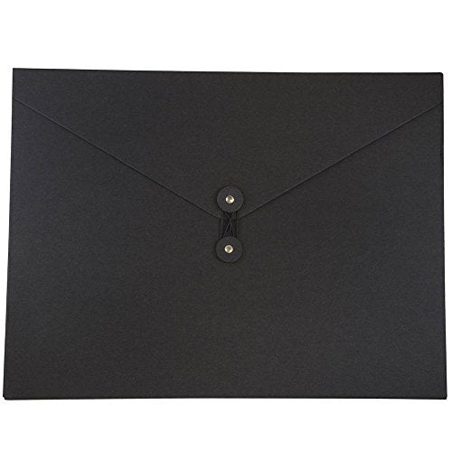 JAM PAPER Kraft Portfolio with Button and String Closure - Jumbo - 12 1/2 x 16 1/2 x 1/2 - Black Recycled - Sold Individually - color: Black Recycled, size: Jumbo (12 1/2" x 16 1/2" x 1/2")