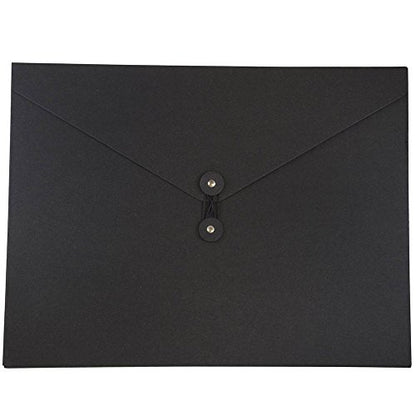 JAM PAPER Kraft Portfolio with Button and String Closure - Jumbo - 12 1/2 x 16 1/2 x 1/2 - Black Recycled - Sold Individually - color: Black Recycled, size: Jumbo (12 1/2" x 16 1/2" x 1/2")