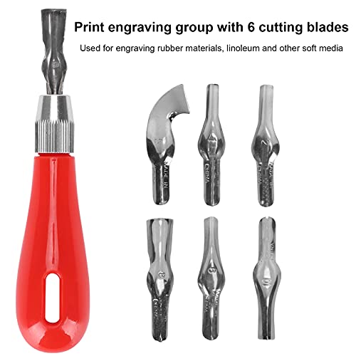 Rubber Carving Kit Stamp Block Making Set, Printmaking Printing Art Craft with Cutter Tools, Complete DIY Rubber Stamp Carving Kit for Beginners and Professionals, Includes 6 Blade