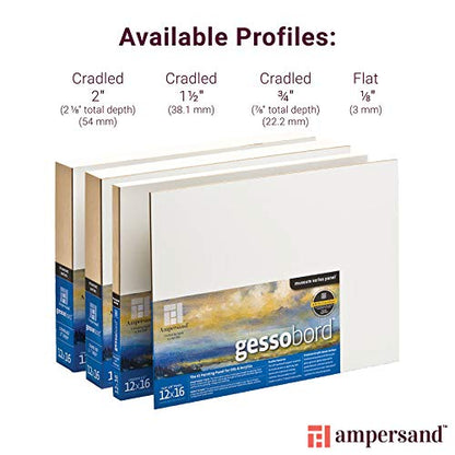 Ampersand Art Supply Gesso Wood Painting Panel: Museum Series Gessobord, 6" x 6", 1/8" Flat Profile, Pack of 40 - size: 6" x 6" (Pack of 10), style: 1/8 Inch Depth