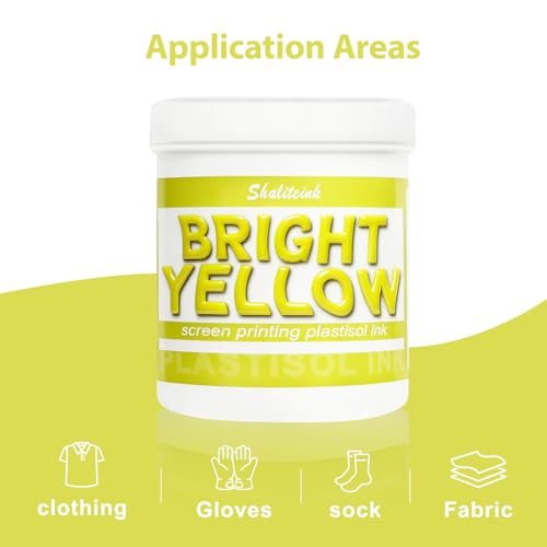 Shaliteink® Screen Printing Plastisol Ink Bright Yellow - Highly Opaque Screen Printing Ink for Cotton, Polyester and Other Fabrics (8oz.) - color: Bright Yellow, size: 8 fl oz