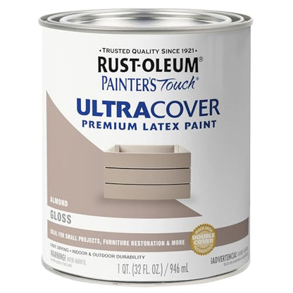 Rust-Oleum 1 qt 1994502 Almond Painters Touch 2X Ultra Cover Premium Latex Paint - color: Gloss Almond, size: 1 Quarts (Pack of 1)