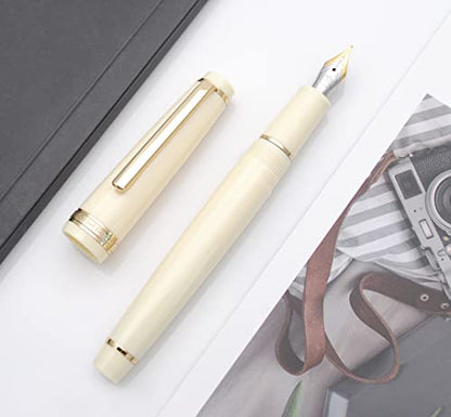 JINHAO 82 Fountain Pen with Gold Clip (F Nib 0.5mm, Ivory White) - color: Ivory White