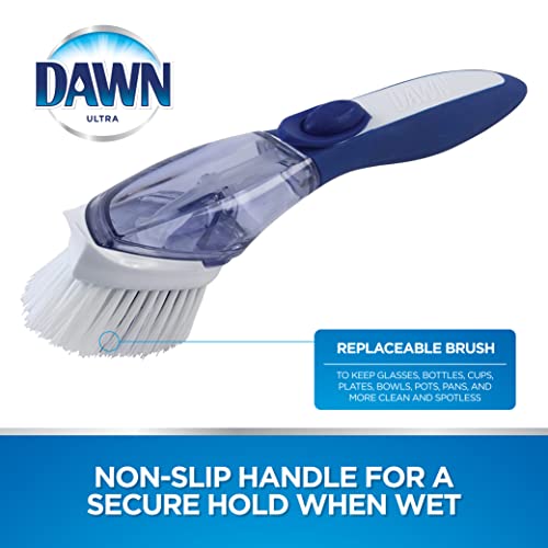 Dawn Refillable Soap Dispensing Dish Scrubbing Brush with Scraper, Dish Wand Scrubber Brush with Soap Dispensing Handle, Blue - size: Pack of 1, style: Fillable Brush