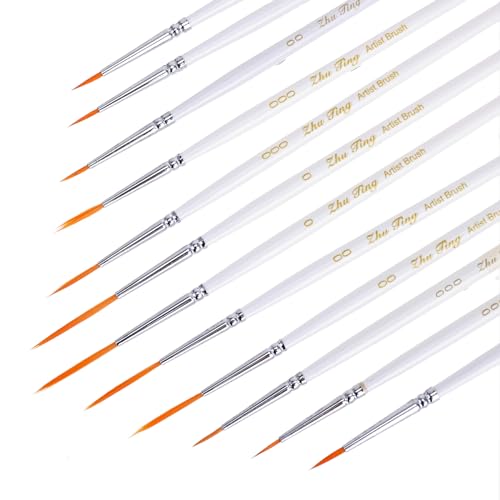 12 Pcs Script Liner Brush Highly Flexible Paint Brushes Extra Long Fine Point Tip Detail Paintbrushes for Model Fingure Watercolor Acrylic Miniature Painting