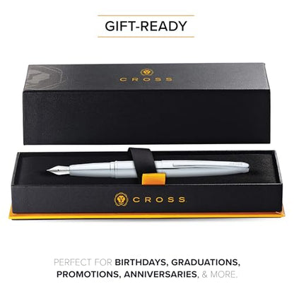 Cross ATX Pure Chrome Stainless Steel Fine Nib Fountain Pen - Refillable Pen for Smooth Writing - Black Ink - Comfortable Grip - Long-Lasting - Professional Office Supplies - color: Pure Chrome, style: Fine Nib