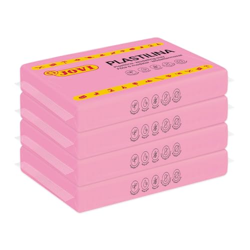 Jovi - Non-Hardening Modeling Clay, 4 Pink Bars, 0.77 lb Each, 3.3 lb Total | Professional Arts and Crafts Non-Toxic and Gluten Free plasticine - color: Pink