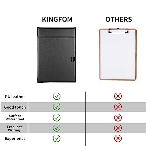 KINGFOM PU Leather Hardboard Office Clipboard, Magnetic Clip A4 Letter Size Clip Boards with Pen Holder for Nurses, Students, Teacher Black 2 Pack - style: 2 PACK × KF-A206-F