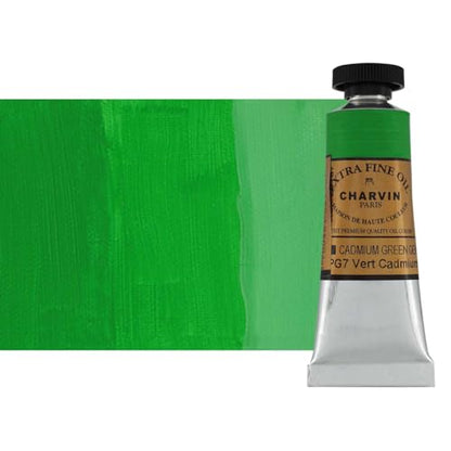 Charvin Extra Fine Oil Paint, Cadmium Green 20 mL - Triple-Milled, Rich Texture, Poppy Oil-Based, Light-Fast, Handmade, Archival Quality - color: Cadmium Green, size: 0.68 Fl Oz (Pack of 1)