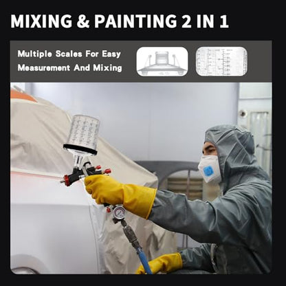 AEROPRO TOOLS Disposable Paint Cups Liners and Lid System, 50 Pack 22 Ounce (650ml) Kit for Spray Gun - 50 Liners, 50 Lids With Strainer, 1 Hard Cup With Retainer Ring, 20 Plugs, 2 Adapters - size: 22 oz (Standard)