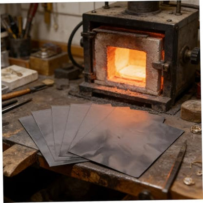 TEHAUX Heat Resistant Graphite Paper 5 Sheets 0.3mm Thick for Jewelry Making Metal Smelting Silver Gold Casting DIY Craft