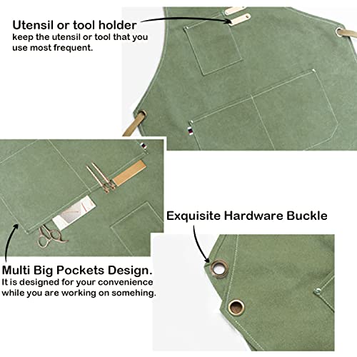 carrotez Adjustable Over sized Plus Size Canvas Apron with Pockets Men and Women Aprons - color: Mint