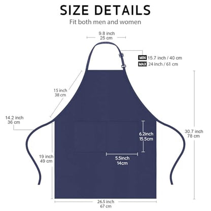 4 Pack Chef Apron, Waterproof Apron, Adjustable Apron with 2 Pockets for Men Women, Apron for Cooking Baking Restaurant (Polyester Blend, Navy Blue) - color: Navy Blue